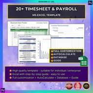 20+ Timesheet & Payroll - Excel Template | Guide + Auto Calculate + Database + Full Customization + 