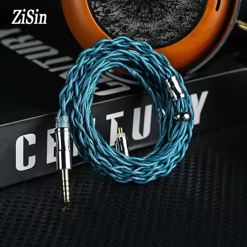 ZiSin-60 Litz HiFi IEM Cable for M5 Olina Delci Explorer DaVinci kz with 2.5/3.5/4.4mm to IE900/2PIN