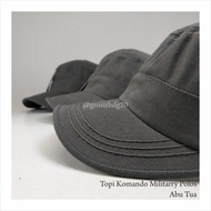 PAKET GROSIR 5 PCS - TOPI KOMANDO MILLITARY POLOS JAHIT RANTE BAHAN KANVAS MARSOTO