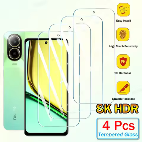 4Pcs Full Cover Tempered Glass For Realme C67 C65 C63 C61 C60 C55 C53 C51 C51S Screen Protector Prot