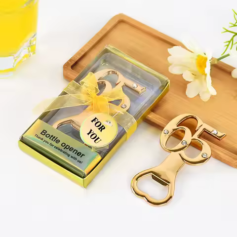 1Pcs Golden Birthday Bottle Opener 18th 30th 40th 60th 65th 80th Birthday Party Wedding Anniversary 