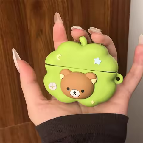 Green Lucky Grass Cute Bear Earphone Protective Cover for Airpods 1 2 3 4 pro pro2