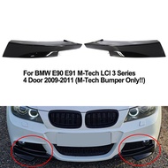 2Pcs Gloss Black Front Bumper Side Splitter For BMW E90 E91 M-Tech LCI 3 Series 4 Door 2009-2011 M-T