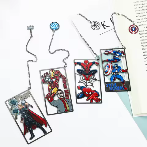Marvel Superhero Metal Bookmark Spiderman Iron Man Thor Captain America Creative Card Book Mark with