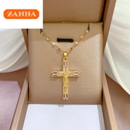 emas 916 original gold cross zircon necklace