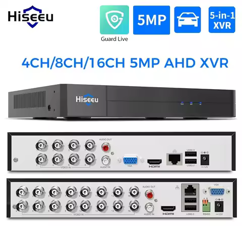 Hiseeu 5MP 4CH 8CH 16CH 5 IN1 XVR for AHD Analog TVI CVI CVBS Camera NVR For IP Cameras Vehicle/Face