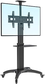 CAZARU Aluminum Alloy TV Cart Freely Lift Plasma TV Trolley Stand with Shelf Bracket