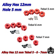 Hex Alloy 12 mm Thickness 5 6 7 mm for HSP HPI Tamiya RC Car Hobby