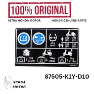 Tire Drive Cargo Motorcycle Sticker Label PCX 160 K1Z 2021 2022 2023 2024 87505K1YD10 87505-K1Y-D10 