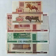[Europe] Belarus 5 Sheets/Piece Set (25-500 Rubles) Brand New UNC Number Random baih20260315