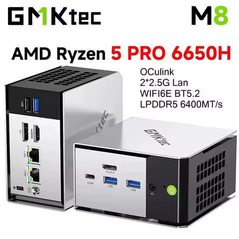 GMKtec M8 Mini PC AMD Ryzen5 PRO 6650H WiFi6E BT5.2 LPDDR5 6400MT/s 16GB 512GB/1TB SSD PCIe3.0 Win11