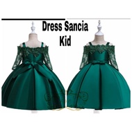 baju pesta natal anak style korea terbaru 2021 dress sancia lucu trand - hijau alsize 3 -5 th
