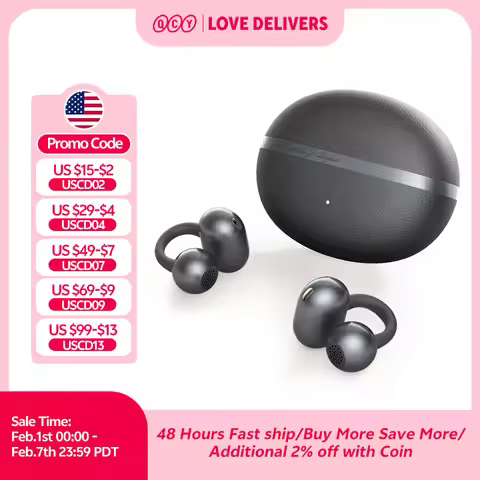 QCY Crossky C50 Open Ear Wireless Earbuds Bluetooth 6.0 Comfort Clip On Sports Earphone 4 Mic AI Cle