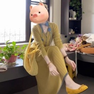SUSIEYUAN | Knitted Yellow Dress
