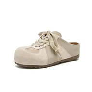 ของแท้หนัง UGG สีเหลือง SLIP-ON รองเท้าผู้หญิงเพิ่มความสูง Capybara Deqin ยาง Sole รองเท้าสบายๆสบายๆ