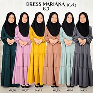 Dress Mariana Kids Jubah Budak Perempuan Muslimah Gaun Labuh Kembang Cinderella Princess Baju Ruffle Budak Perempuan size 4-12 Bertali