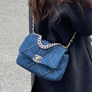 99新🆕Chanel丹寧牛仔款深藍小號19bag手提斜款單肩包