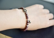 【硃砂】天然原礦硃砂闢邪化煞925銀蓮花古典手鏈手串