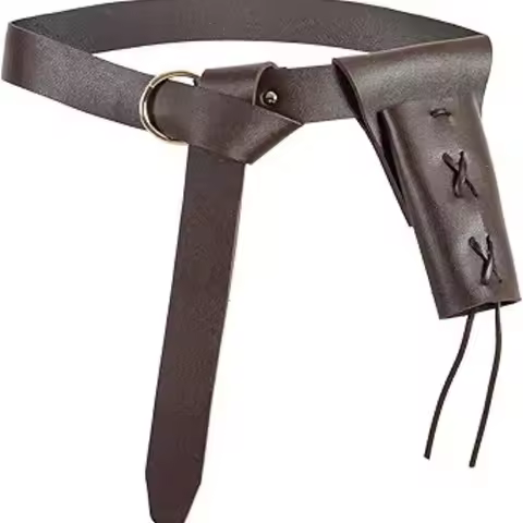 2PCS Leather Viking Belt with Frog Sword Scabbard Set Medieval Renaissance Pirate Holster for Men's 