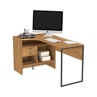 VHIVE Victor 1.4m L-Shaped Desk (140cm Honey Walnut Home Office Study Table)