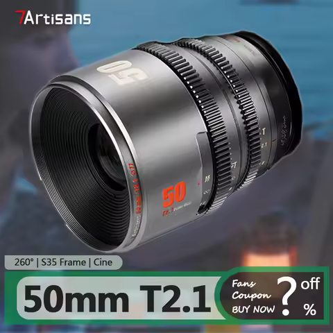 7artisans S35 Frame 50mm T2.1 Hope Prime Cinema Lens for Camera Portrait Photography with Sony E Fuj