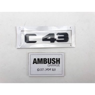 Mercedes Benz C43 Logo Emblem Matte Black Badge AMG C Class C 43 BiTurbo Matt Black