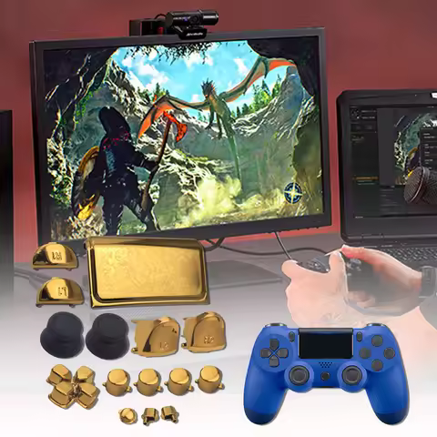 Full Set Replacement Buttons Joysticks D-pad R1 L1 R2 L2 Direction Key ABXY Buttons for PS4 Slim Gam