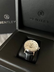 Bentley 賓利 石英款 銀色 日月星辰三眼皮錶 手錶 男錶