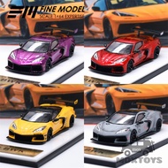 FINE MODEL 1:64 LB Corvette C8 Metallic Purple/Red/Yellow/Grey Diecast Model Car