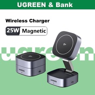 UGREEN 2-in-1 25W Magnetic Wireless Charger Stand Qi2 MPP Foldable Charger Supports 15W Fast Charger