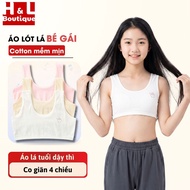 Combo of 3 Girls' Cotton Front 2-Layer Bras - Bras for Grade 1 and 2 Students Without Pads H&L B341