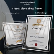 Low Price Spike Honor Certificate Frame Crystal Photo Frame Glass Photo Frame A4A5 Photo Frame Certi