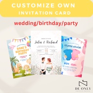 Customize Own Invitation Card A6 (PRINTING)