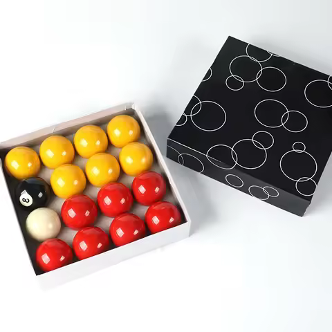 High Quality 2 Inch UK Black 8 Ball Red and Yellow English Snooker Billiard Pool Balls