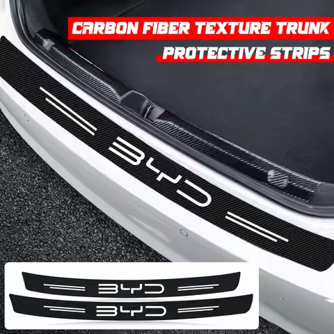1Pcs Carbon Fiber Auto Protective Rear Trunk Bumper Guard 3D Stickers For BYD F3 I3 F0 F6 S6 S8 E5 E