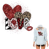 Red Love Heart Iron Sticker For Clothing Heat Press Appliqued Hoodies Diy Clothes Stickers T-Shirt P