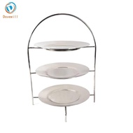 [Jzvphq] 3-Tier Cake Stand Stainless Steel Dessert Stand Elegant 3-Tier Server for Party