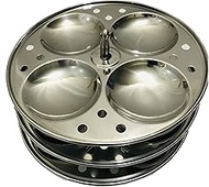 Best Stainless Steel Idli Cooker Maker 3-Rack Idli Stand idli steamer steel Plates Idli Stand, 3 Tier SS idali stand Makes 12, Silver Kitchen Appliances, cookware utensils 7 inch