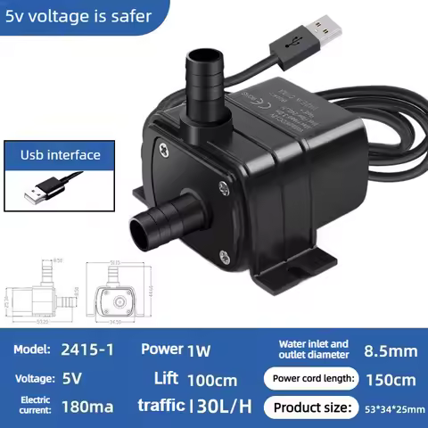 Miniature DC Brushless Water Pump USB5V Amphibious Submersible Pump LowNoise Small Cooling Circulati