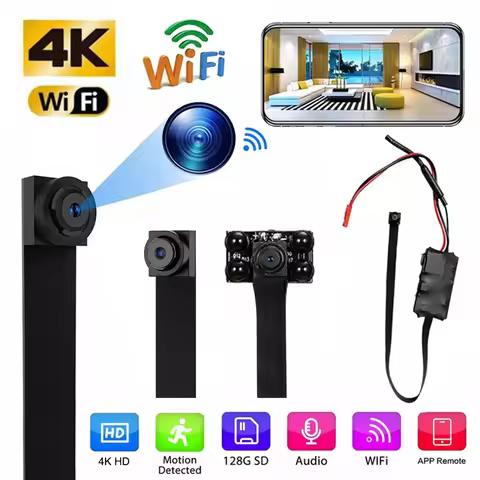 4K WIFI Wireless Spy Mini Camera Infrared Pinhole DIY Hidden HD Camera IP DVR Nanny Camera