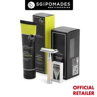 Edwin Jagger DE87 Imitation Ivory Razor, Shaving Cream Gift Set (Limes & Pomegranate)-SGPOMADES
