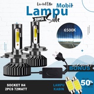 (2PCS) Lampu Depan Mobil H4 Super Terang LED Bola Lampu Utama 12 - 24 Volt 72Watt 7600Lumens Cahaya 