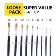 Super Value Practical Nylon Flat Tip Student/Hobbyist/Beginner Art Brush Size #0/2/4/6/8/19/12/14/16