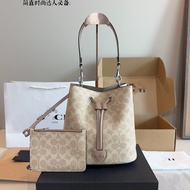 寇家真皮lv女包托特包抽绳水桶包复古大容量单肩包高级感女包