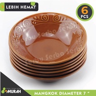 PARABOT JAYA - SET 6 PCS - MANGKOK KERAMIK LUCKY EMBOSS BUNGA UK 7- Mangkok Cantik - Mangkuk Kaca Mangkok Souvenir - Mangkok Beling - Terlaris Termurah PROMO DISKON