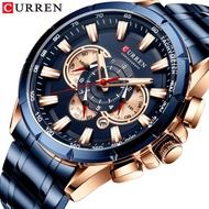 kurnia fashion CURREN 8363 Jam Tangan Pria Analog Stainless Steel Chronograph Aktif Luminous Hand CU