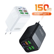 150W Quick Charger 6 port USB Type C PD Charger Fast Charger For Samsung Mobile Phone USB Charger