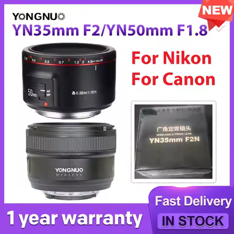 Yongnuo Yn35Mm F2 Yn50Mm F1.8 Wide-Angle Large Aperture Auto Focus Lens for Nikon F2Z Canon Ef Mount