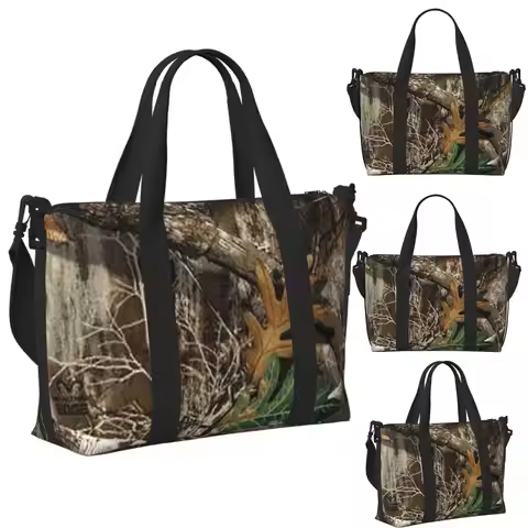 Custom Real Tree Beach Travel Bag Large Capacity Tote Bags for Gym Sport Women Shopping Duffle Shoul