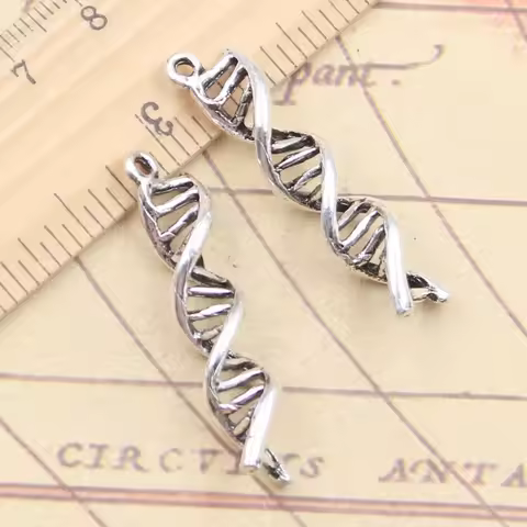 10pcs Charms 3D Deoxyribonucleic Acid DNA 40x8x8mm Tibetan Silver Color Pendants Antique Jewelry Mak
